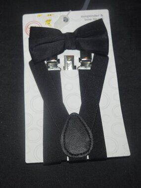 NWT Black Suspender and Bow Tie Set Formal Wedding Ring Bearer Boy